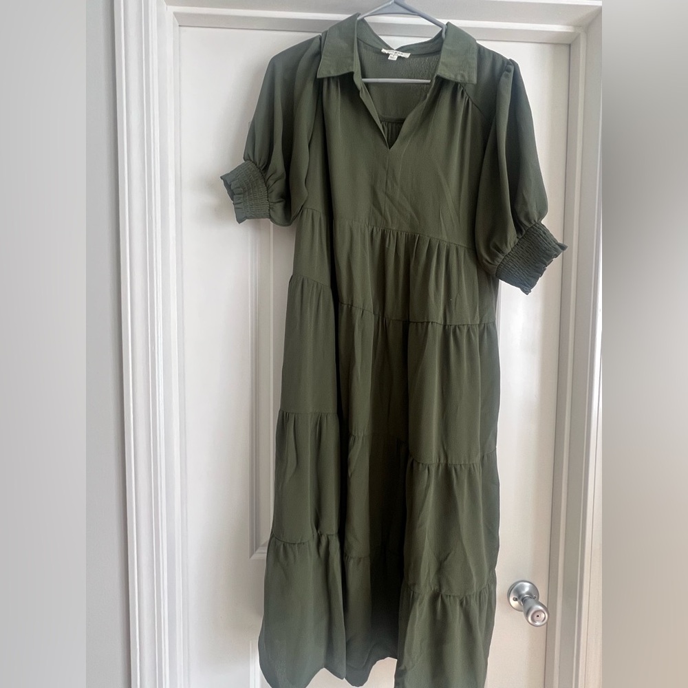 Umgee Olive Green Tiered Dress